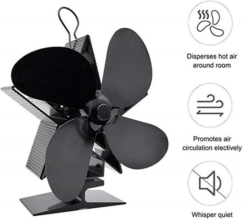 woobles Stove Fan | Christmas Four-Leaf Fireplace Fan Heat Powered,Silent Stove Red Thermoelectric Fan Christmas Star Gold Warm Air Fan for Wood Stoves - Image 3